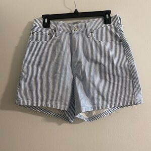 Abercrombie & Fitch Blue and White Striped Shorts